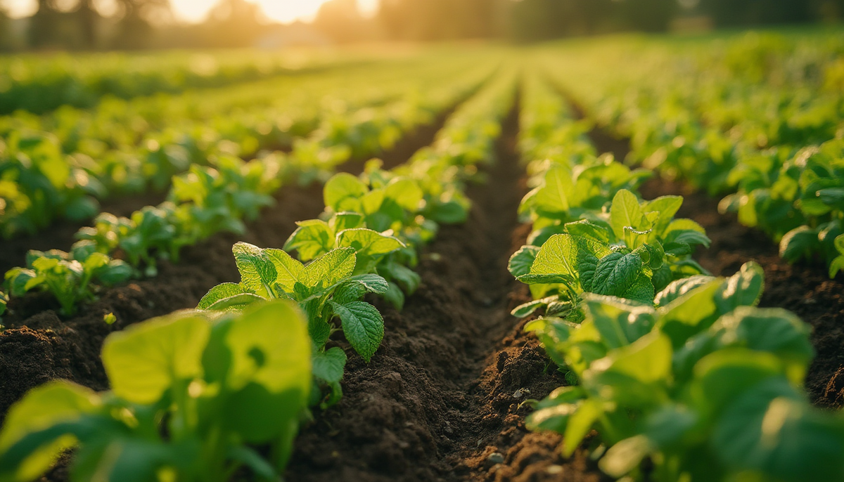 Diverse crops in a field demonstrating benefits of crop rotation for soil health