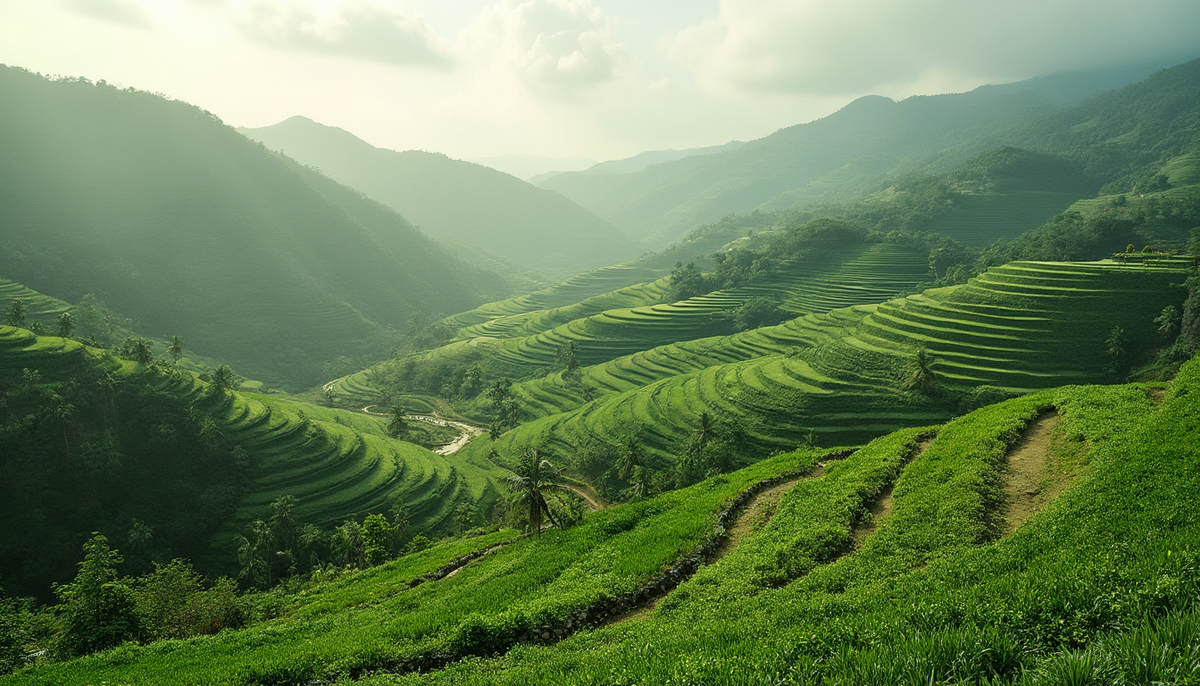 Lush terraced fields as a method of soil conservation