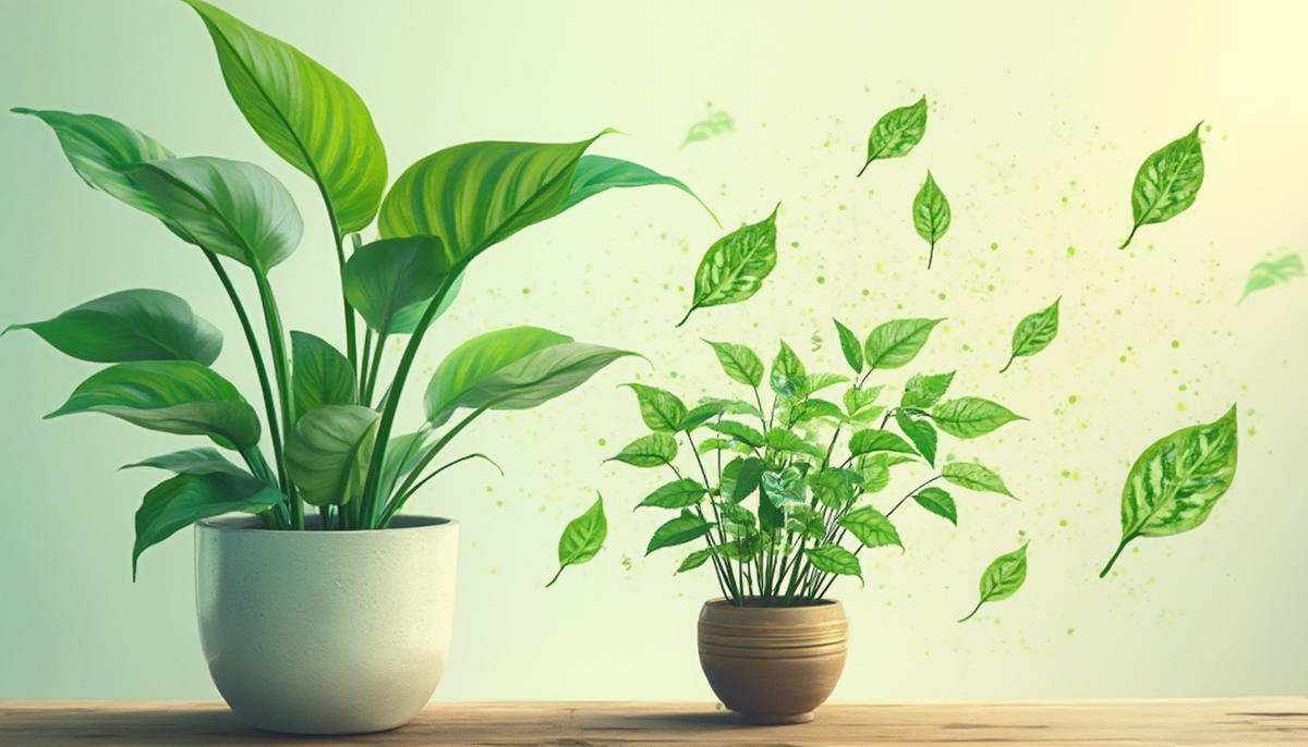 Indoor plants absorbing pollutants from the air