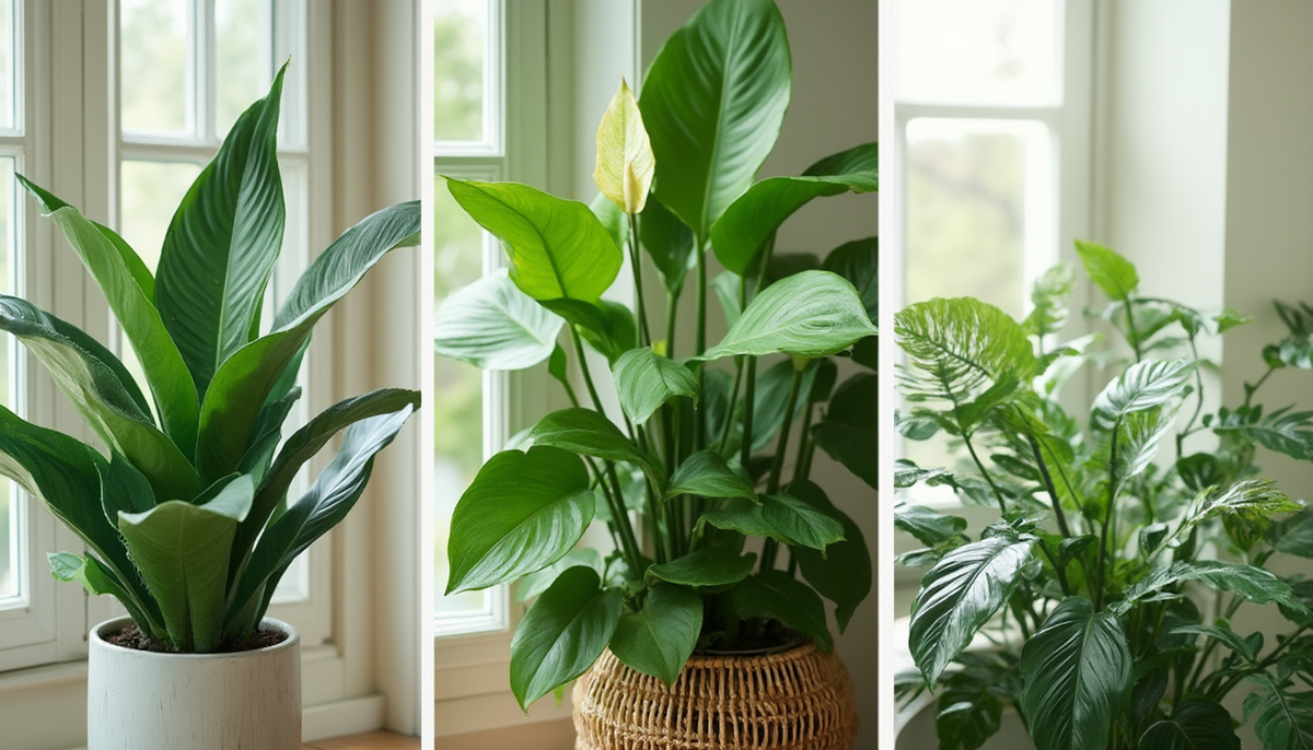 Collage of top air purifying plants