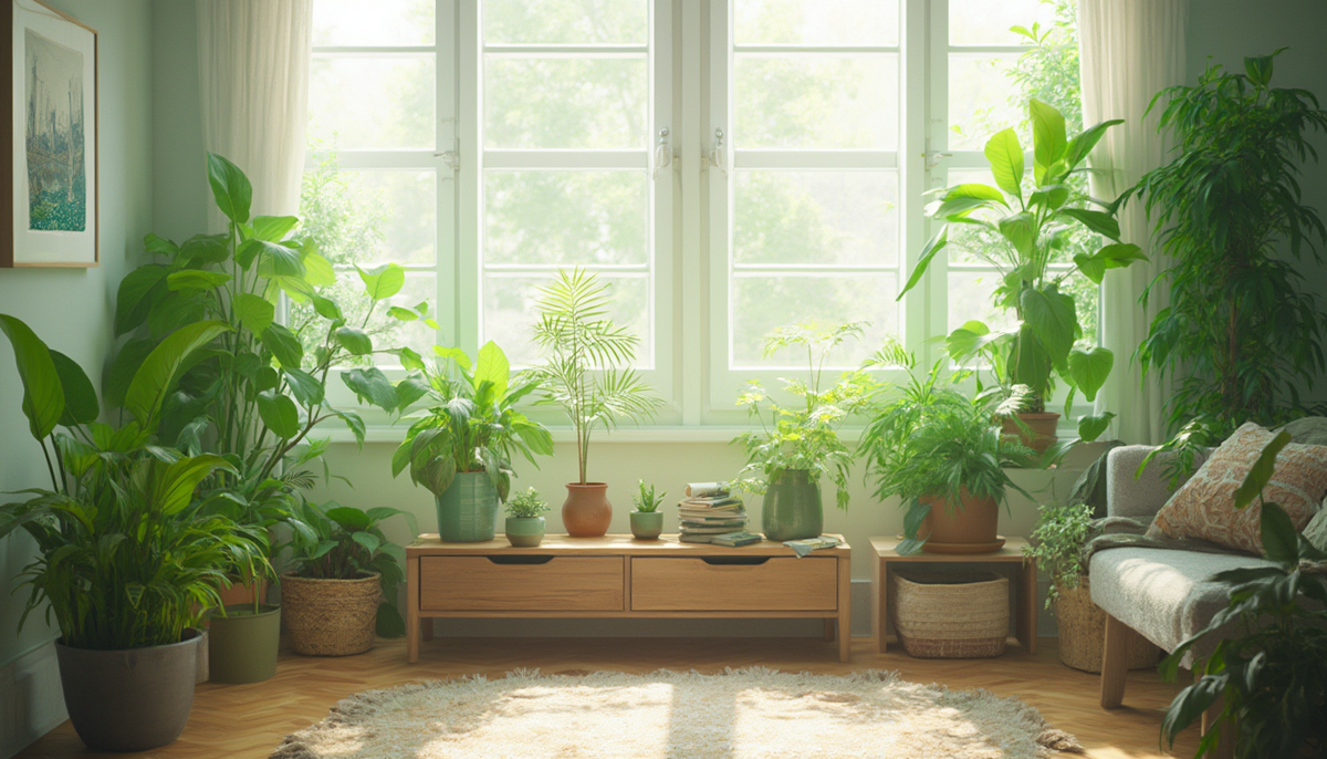 Indoor plants in a sunny room