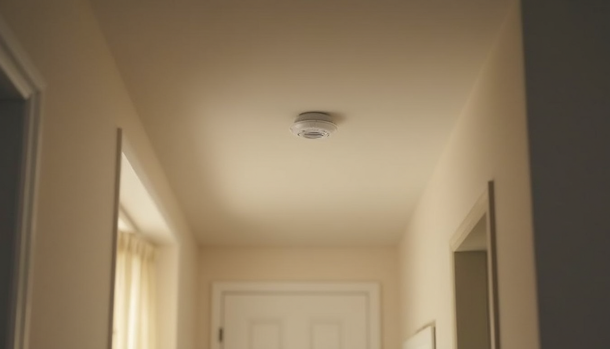 Smoke detector installed on home ceiling